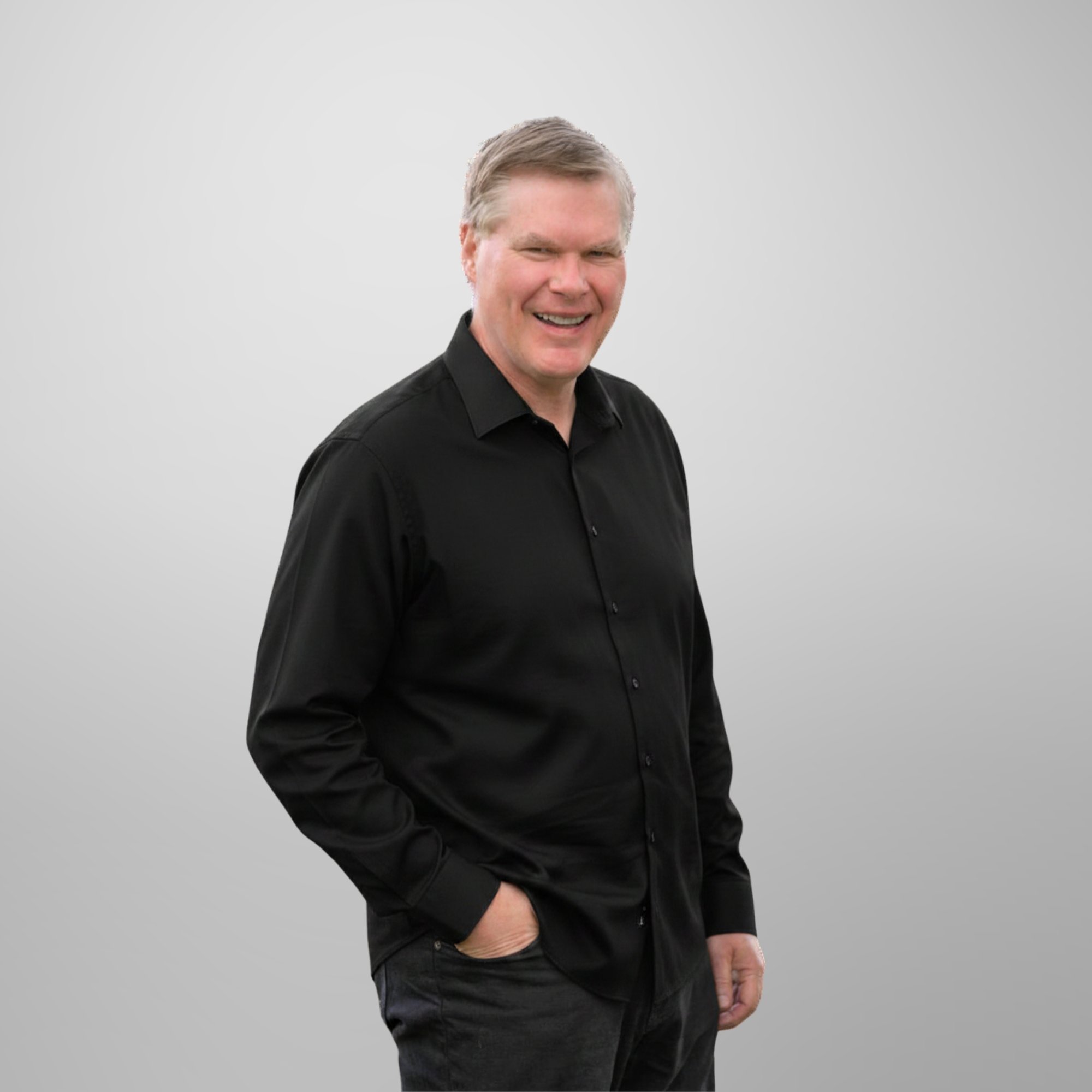 Winston Gray Background Black Shirt